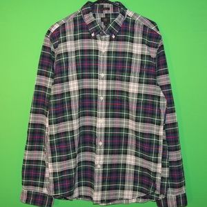 J. CREW Mens L Slim Oxford Plaid Long Slv Shirt